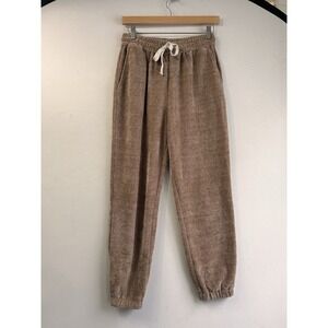 Greylin Samson Textured Knit Jogger Pants Taupe Brown Drawstring Size M Cozy